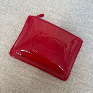 Dior Red Patent Zip Pouch with Embossed CD Logo